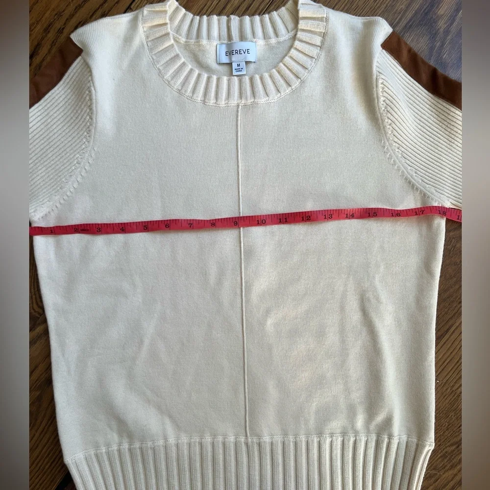 EVEREVE Cream Women's Sweater with suede trim - Picture 6 of 9